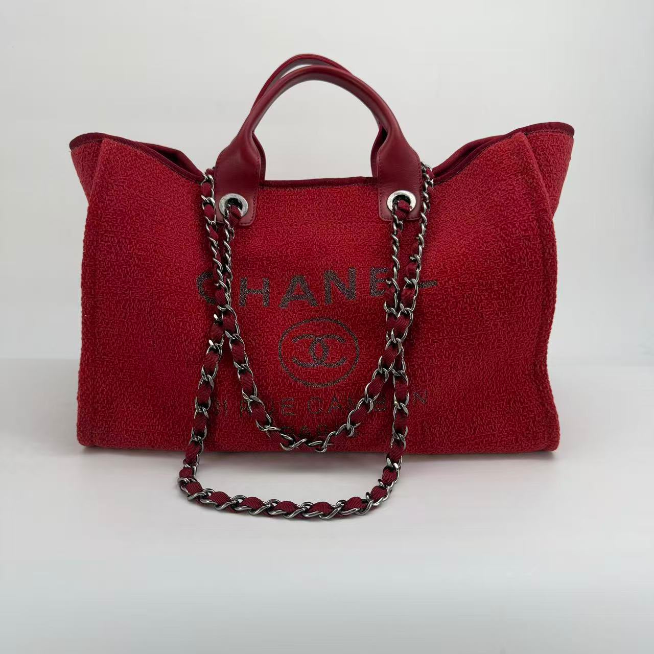 Chanel Red Tweed Deauville Tote - Series 28 - SKU: LSCJ08260060