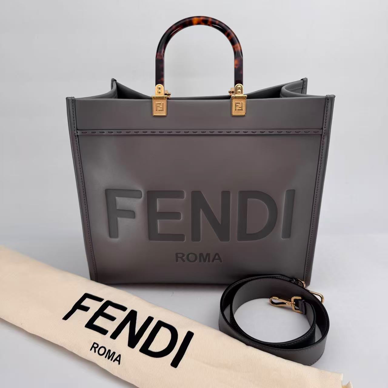 Fendi Grey Medium Sunshine Tote - SKU: LSCJ08260079