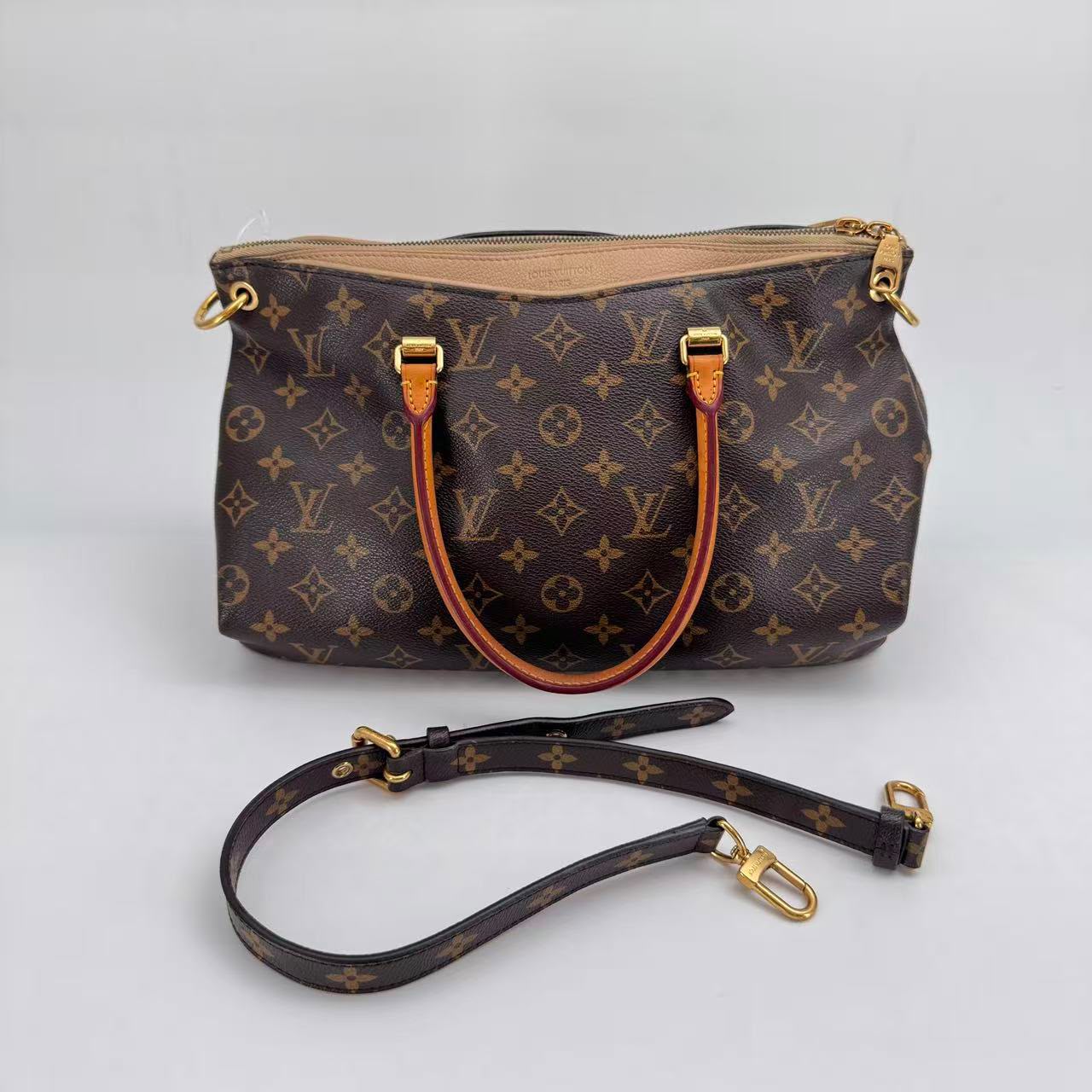 Louis Vuitton Monogram & Tan Pallas Tote MM - SKU: LSCJ08260082