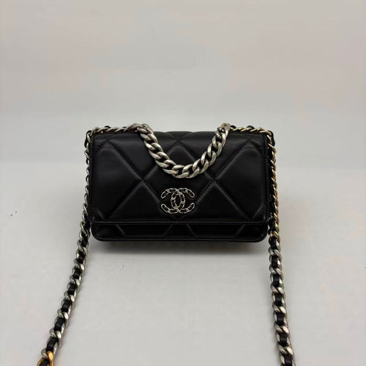 Chanel 19 WOC, Black Lambskin, Microchipped