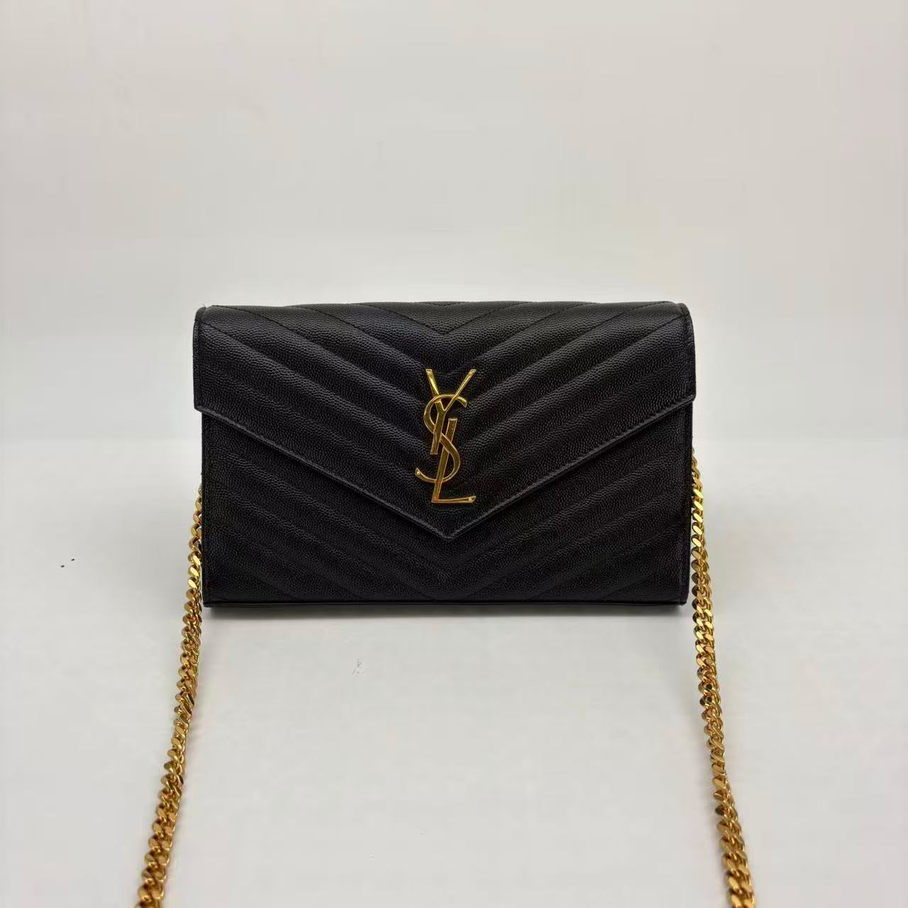 Saint Laurent Envelope Crossbody Bag, Black Leather