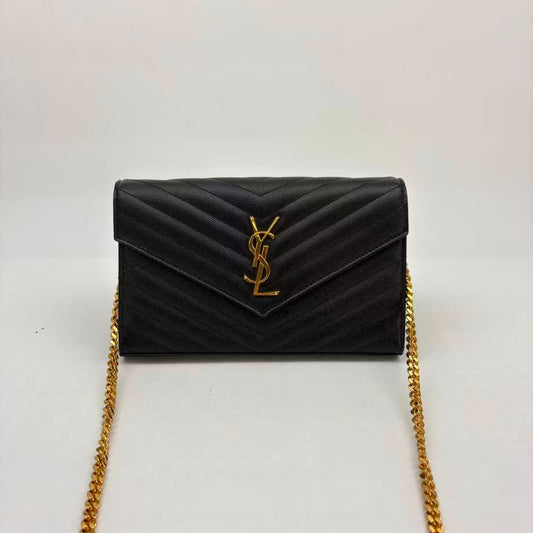 Saint Laurent Envelope Crossbody Bag, Black Leather