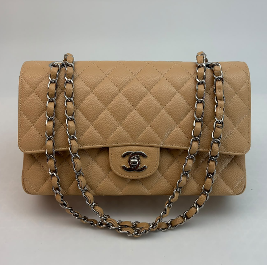 Chanel Medium Beige Double Flap, Series 25, Year 2018