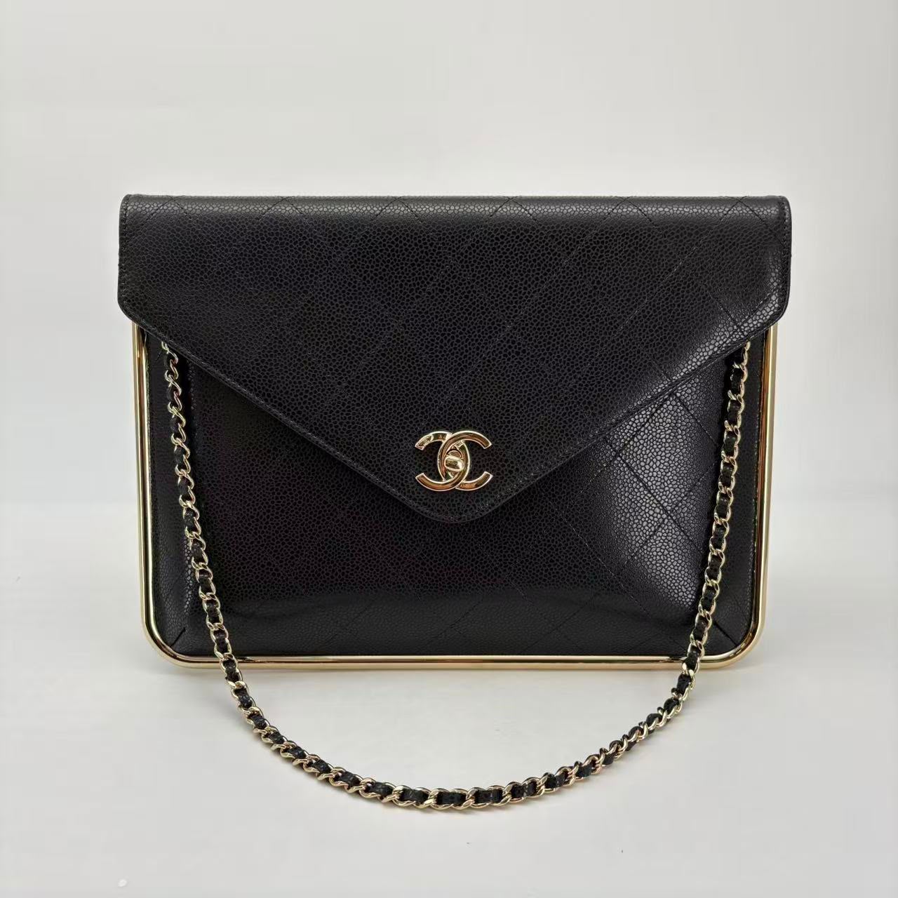 Chanel Black Caviar Envelope Flap, Microchipped