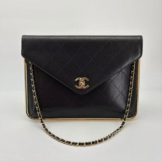 Chanel Black Caviar Envelope Flap, Microchipped
