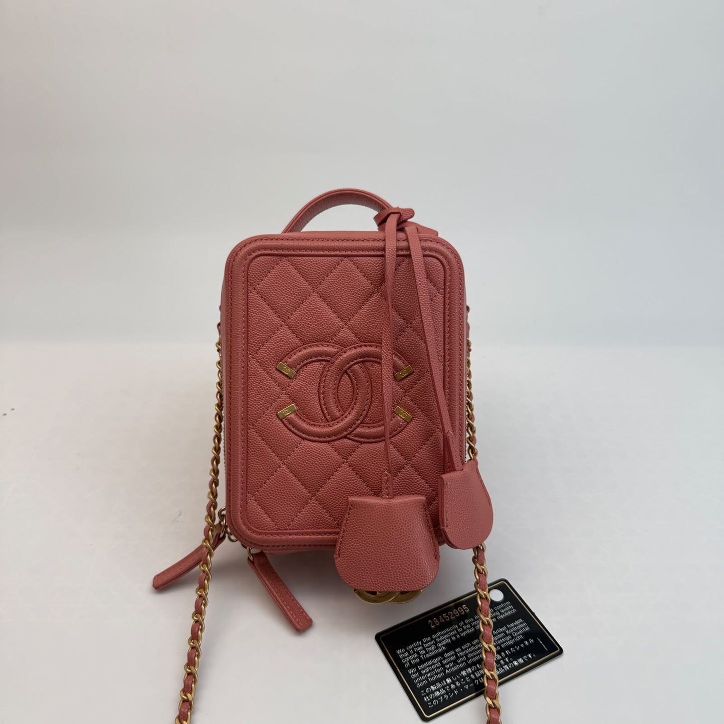 Chanel Black Caviar North-South Filigree Vanity, Series 28, Year 2019