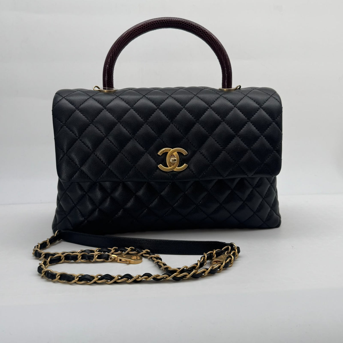 Chanel Large Caviar Coco Handle, Lizard Handle, Series 23, Year 2017
