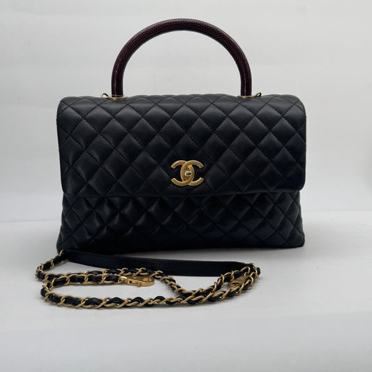 Chanel Large Caviar Coco Handle, Lizard Handle, Series 23, Year 2017