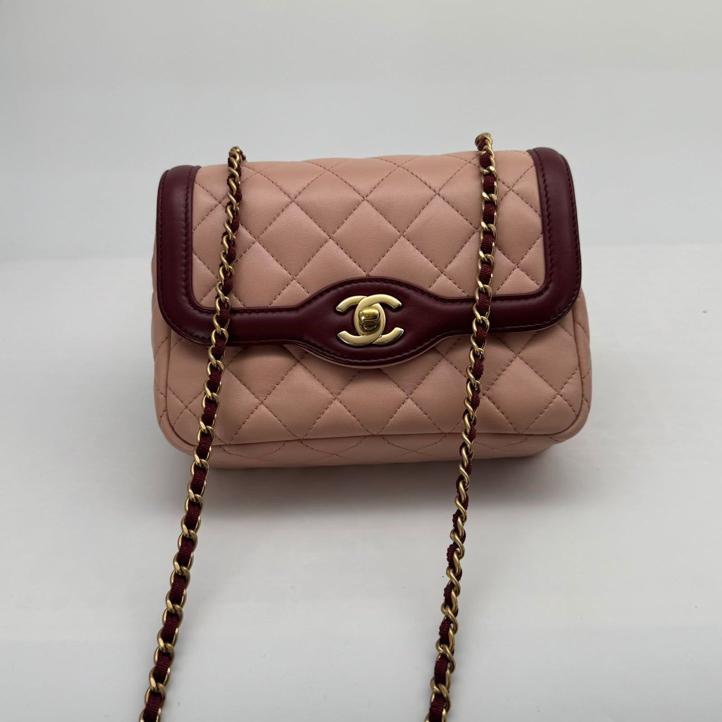Chanel Bicolor Pink & Red Lambskin Square Flap, Series 23, Year 2017