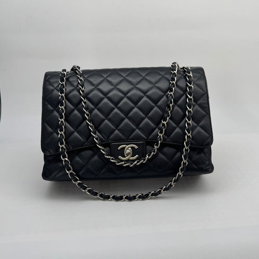 Chanel Black Caviar Maxi Double Flap, Series 18, Year 2013–2014