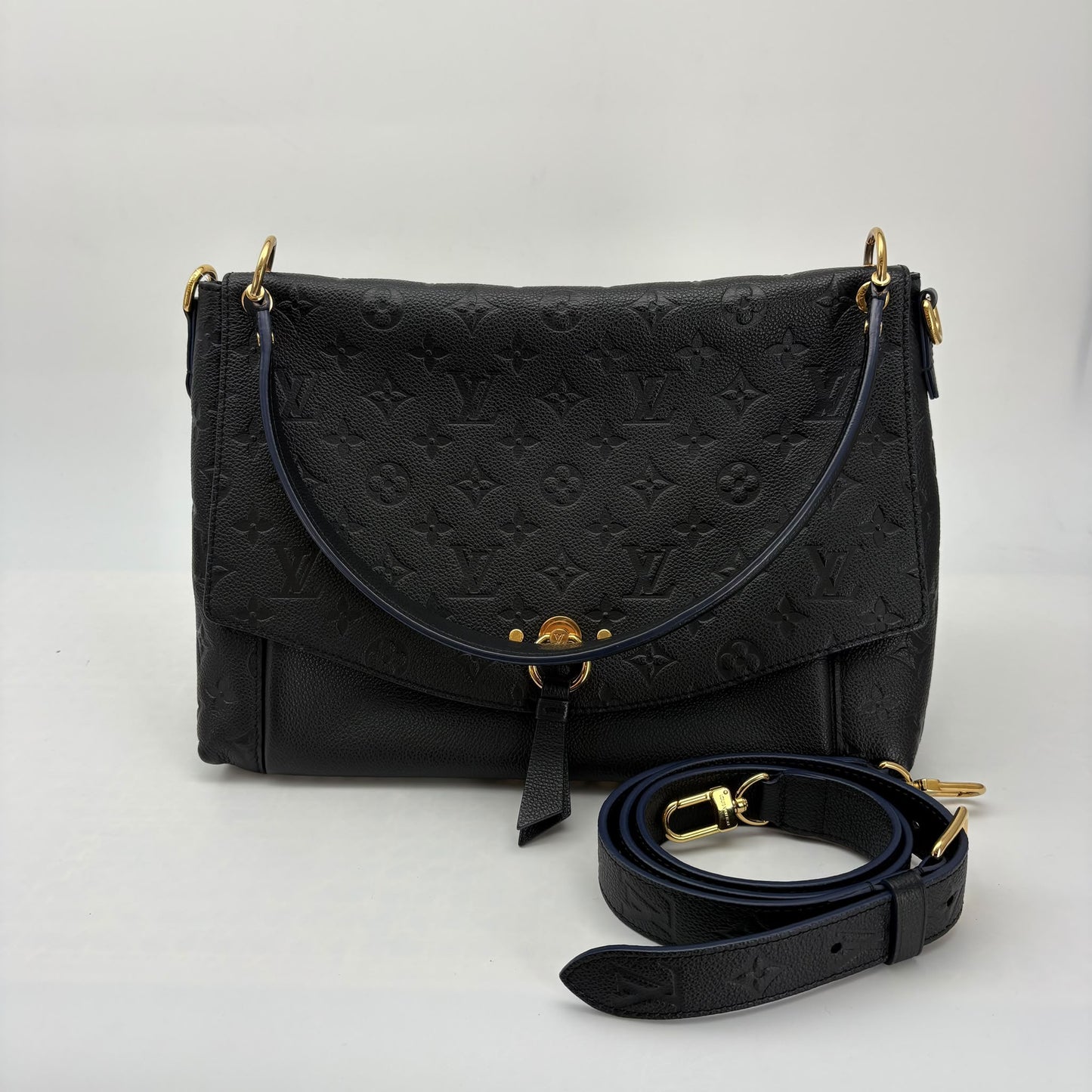 Louis Vuitton Navy Empreinte Blanche MM Handbag