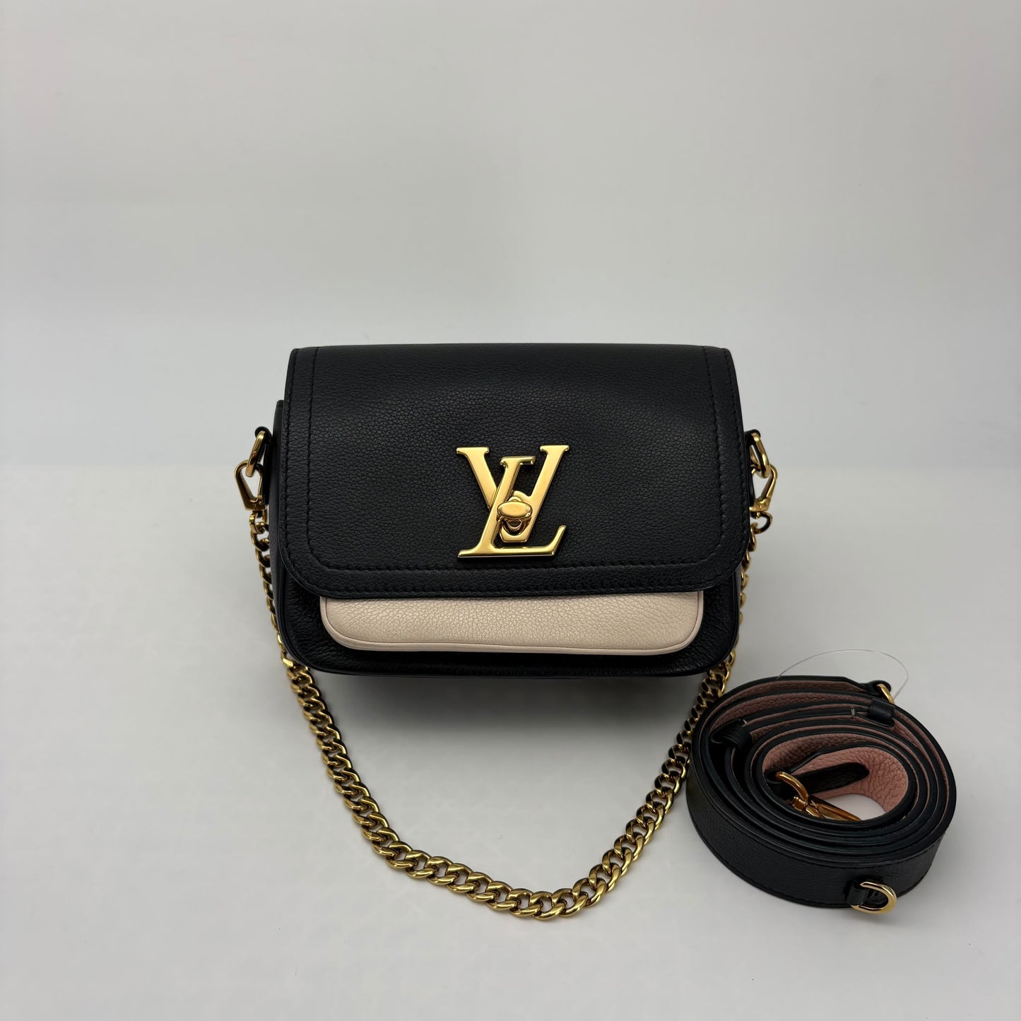 Louis Vuitton Black & Beige LockMe Tender Flap
