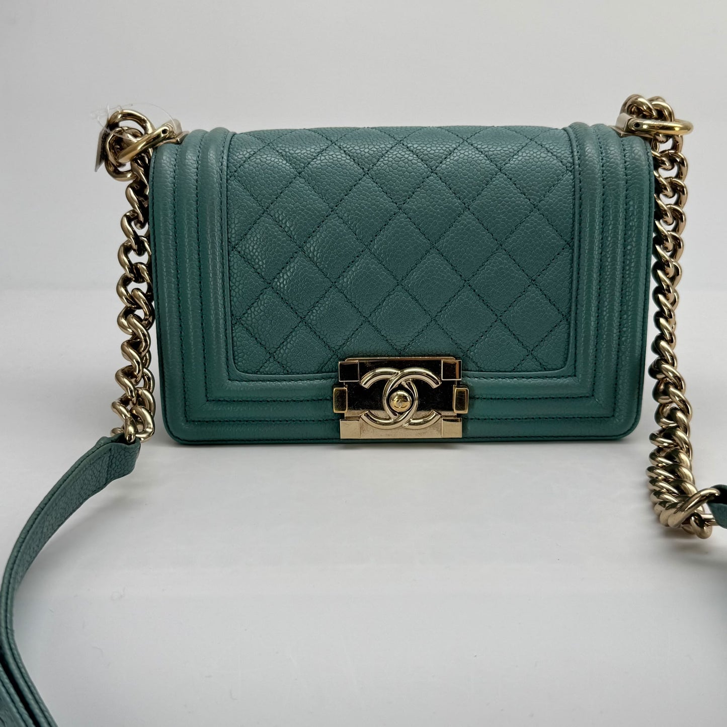 Chanel Tiffany Blue Small Caviar Le Boy, Series 29, Year 2019–2020