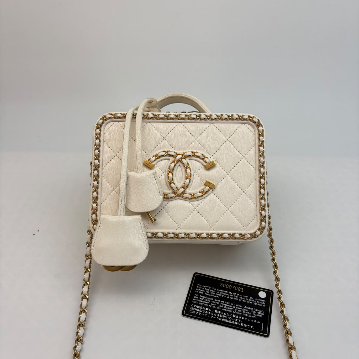 Chanel Off-White Medium Filigree — Gold Hardware, With Seal & Card, Series 30