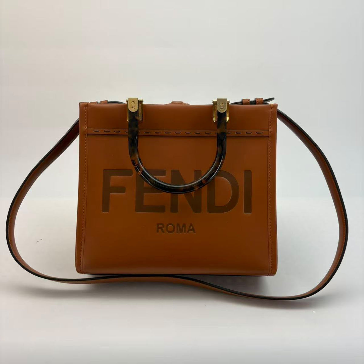 Fendi Brown Small Sunshine Tote — With Strap