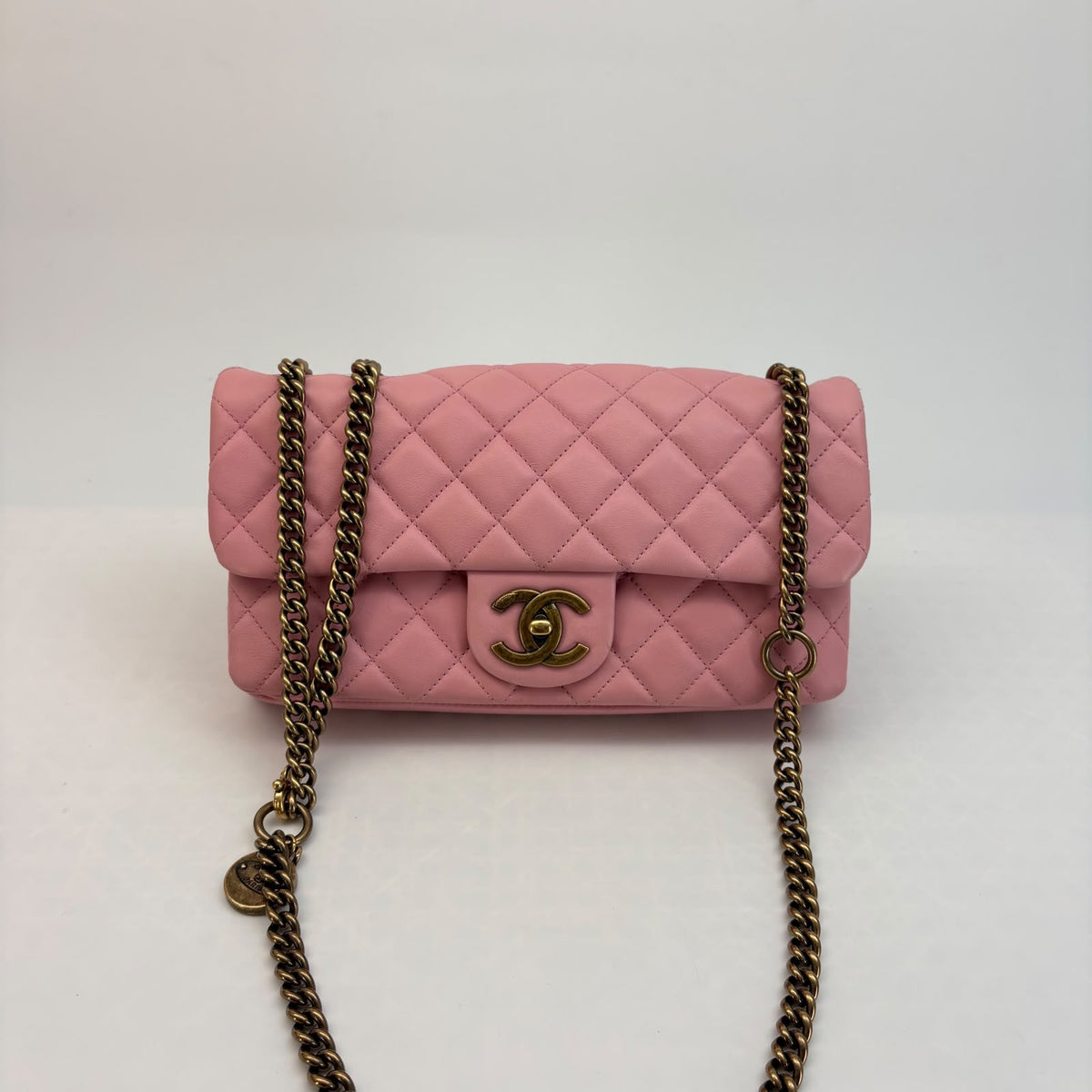 Chanel Baby Pink Calfskin Flap Bag — Antique Gold Hardware, Series 18