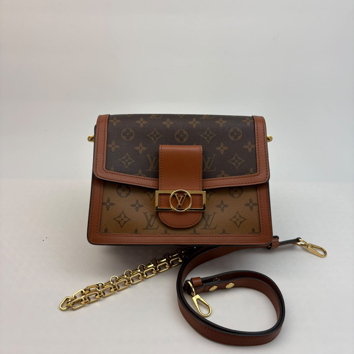 Louis Vuitton Reverse Monogram Medium Dauphine — With Chain & Crossbody Strap