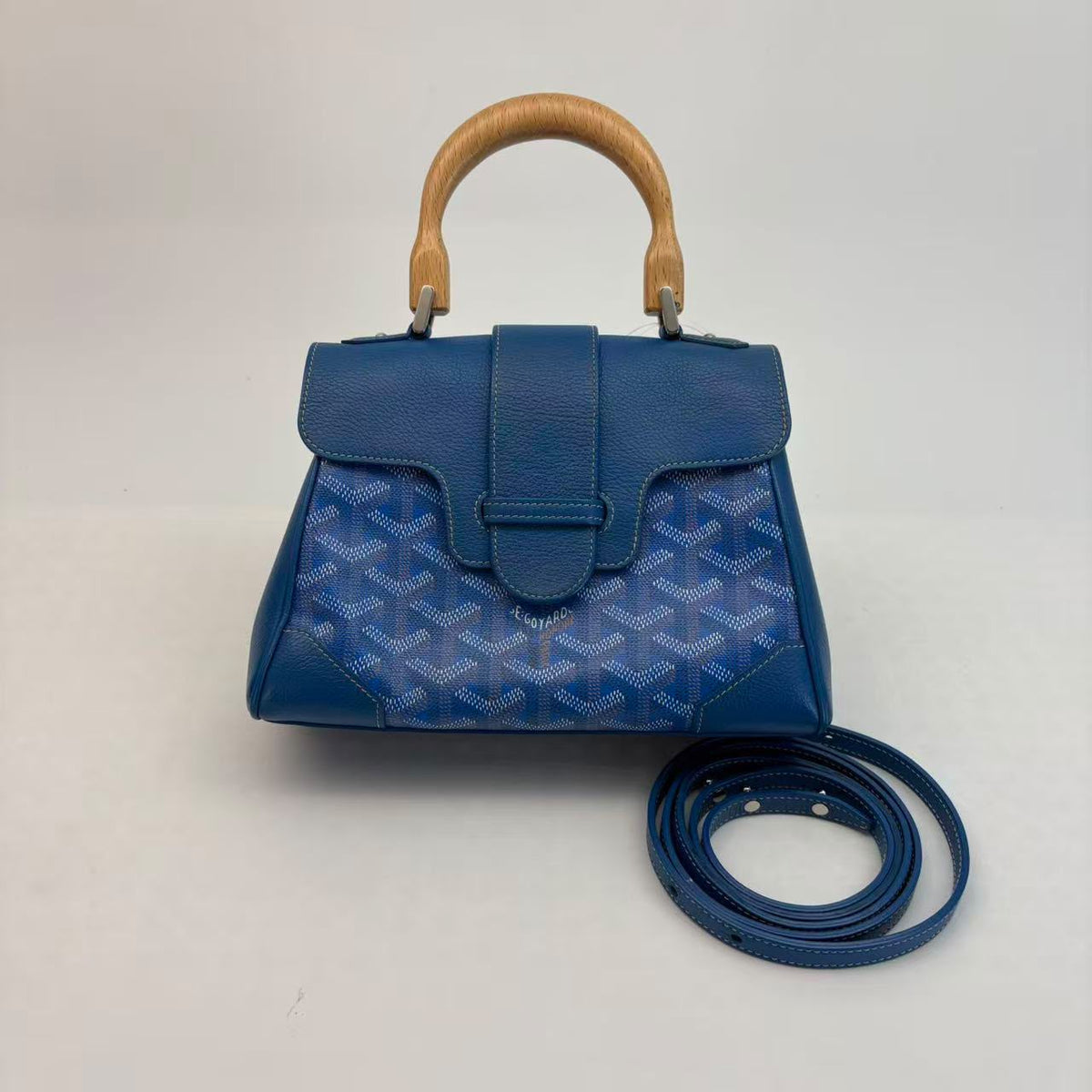 Goyard Blue Mini Saigon — With Strap