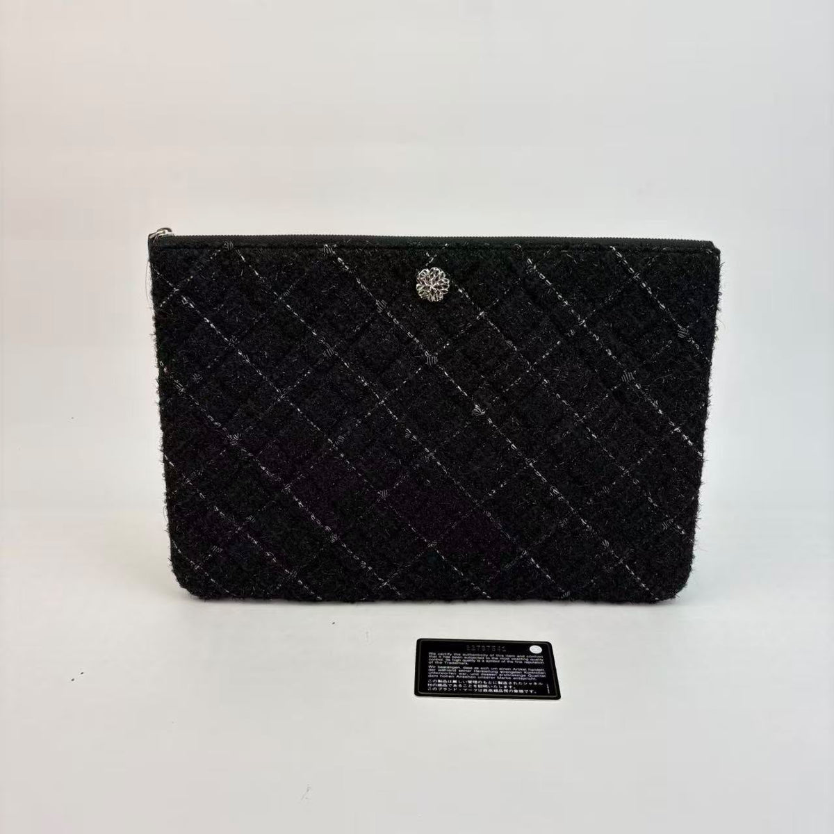 Chanel Black Tweed Pouch — With Seal & Card, Series 22