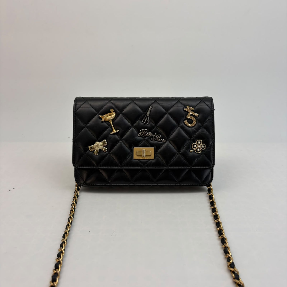 Chanel Aged Calfskin Lucky Charm Wallet on Chain — Gold Hardware, Series 24