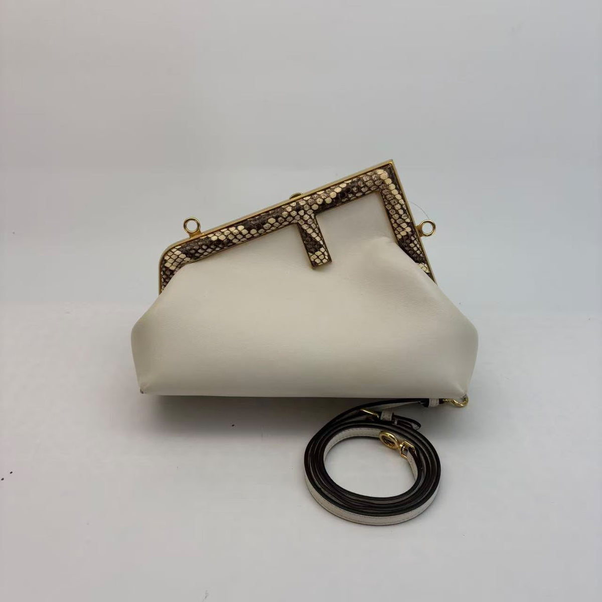 Fendi White Leather/Python Fendi First Handbag/Crossbody