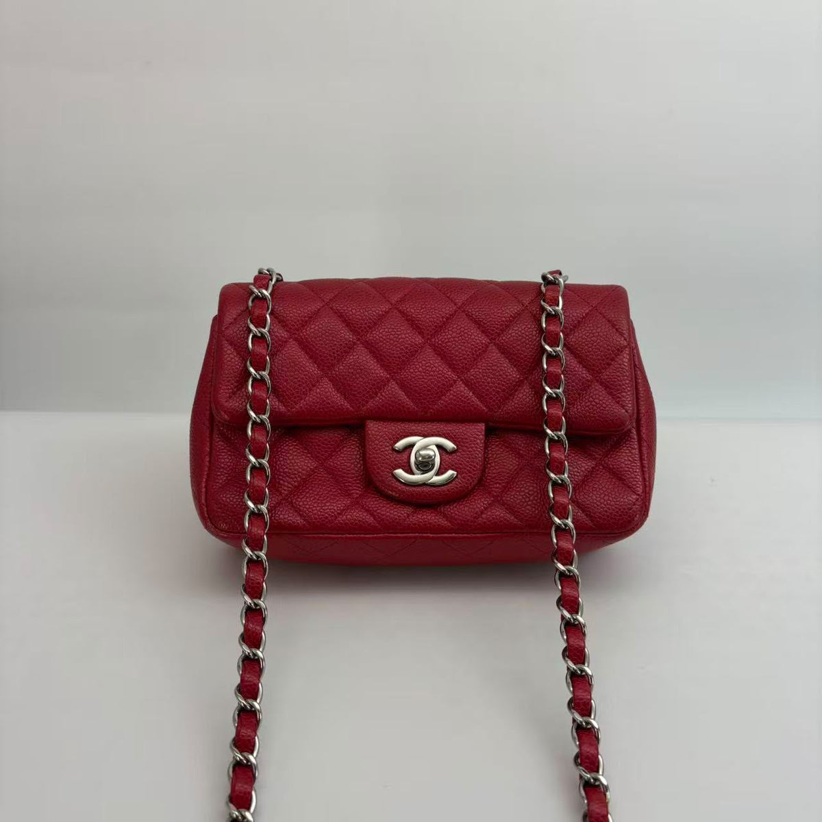 Chanel Red Caviar Mini Rectangular Flap Crossbody, Seal, Series 20