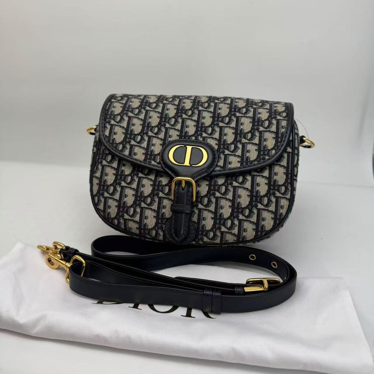 Dior Navy Oblique Bobby, Dust Bag