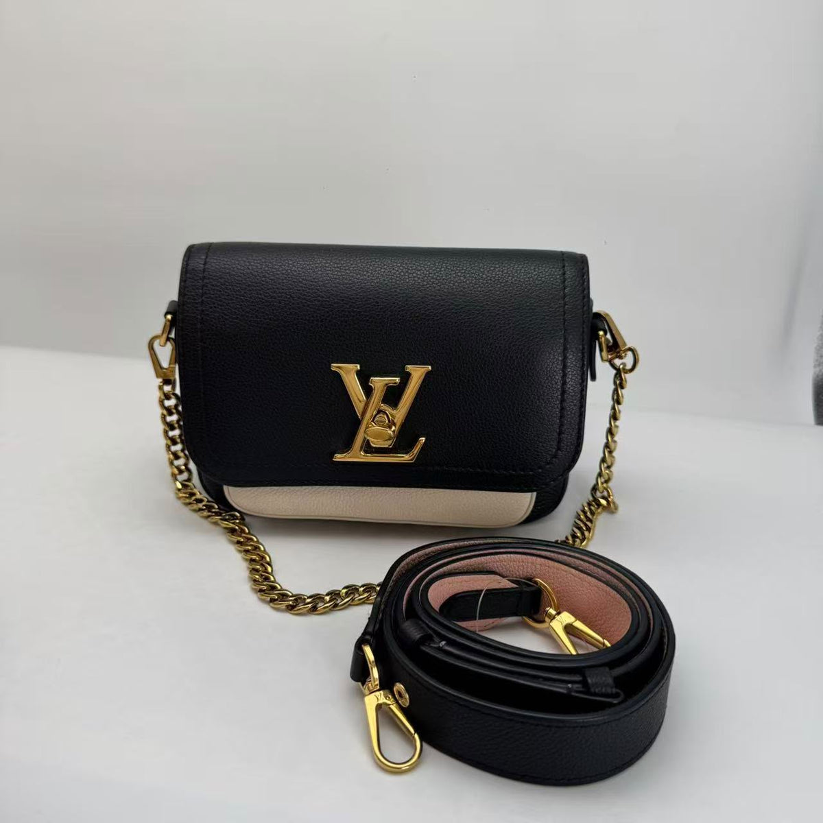 Louis Vuitton Black/Beige Calfskin LockMe Tender Crossbody
