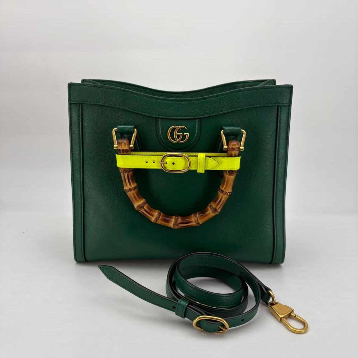 Gucci Diane Emerald Green Bamboo Tote