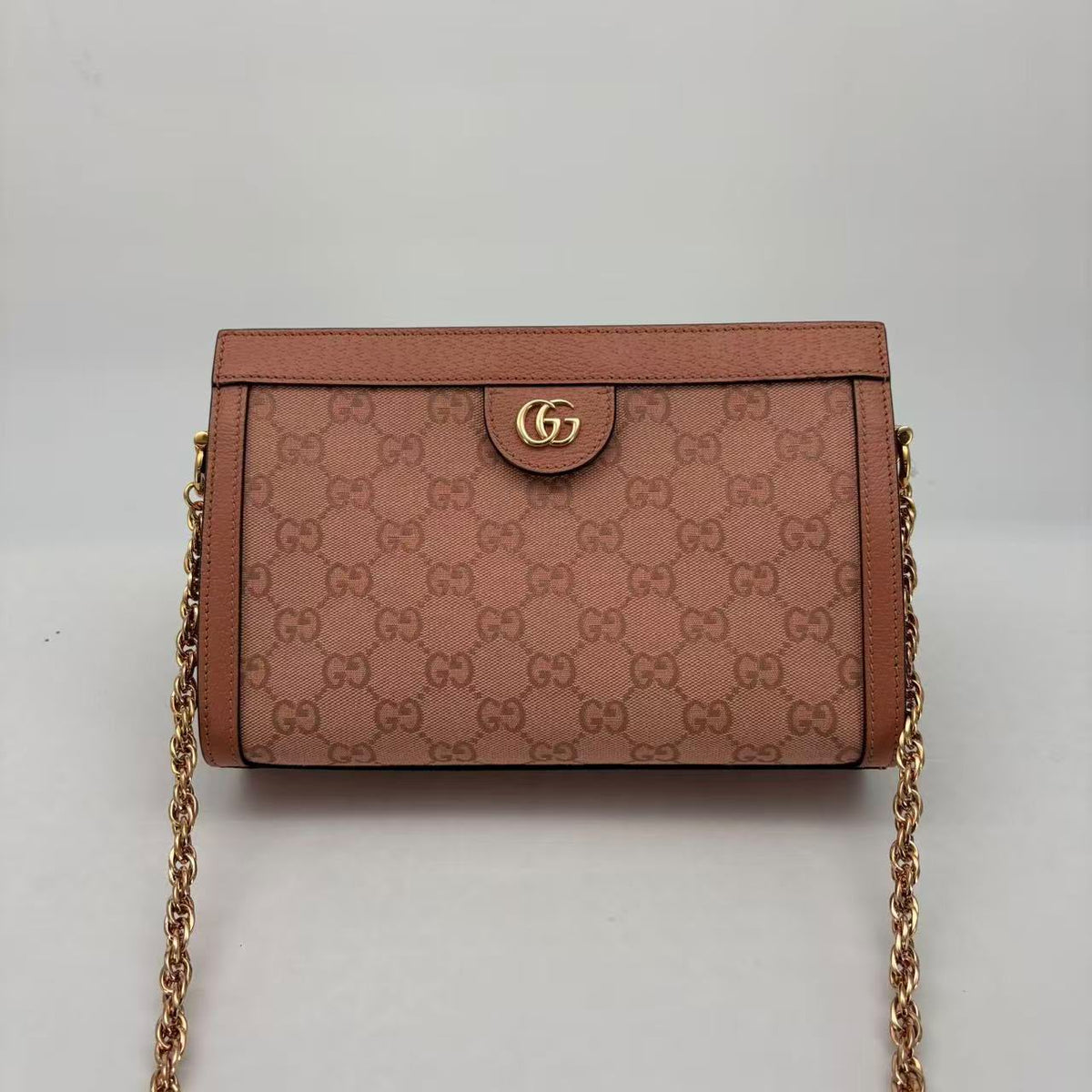 Gucci Pink Clutch on Chain, Rose Gold Hardware