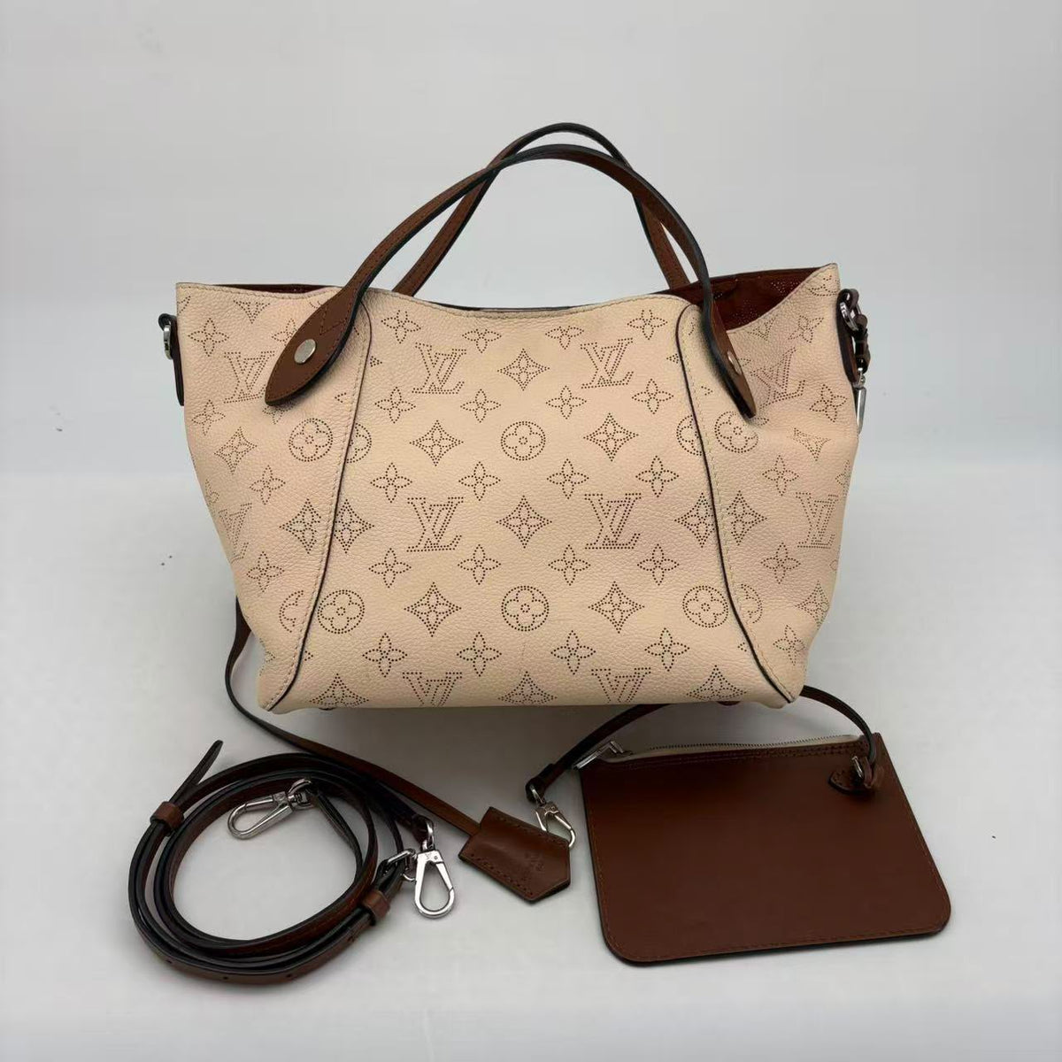 Louis Vuitton Beige Mahina Tote, Pouch
