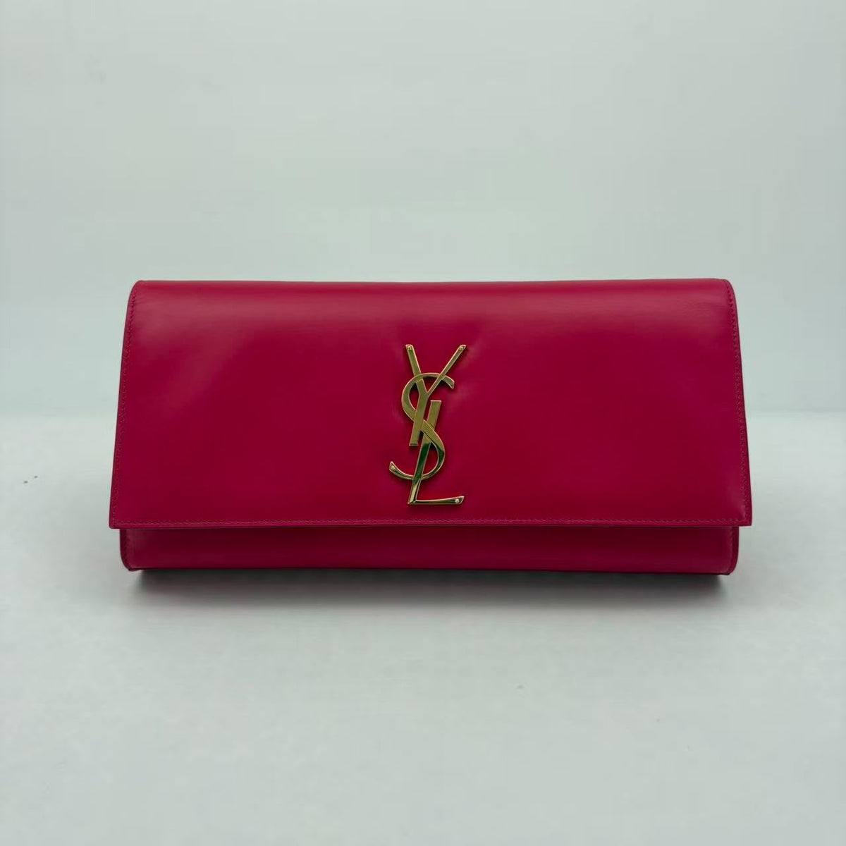 Saint Laurent Fuchsia Pink Clutch, Gold Hardware