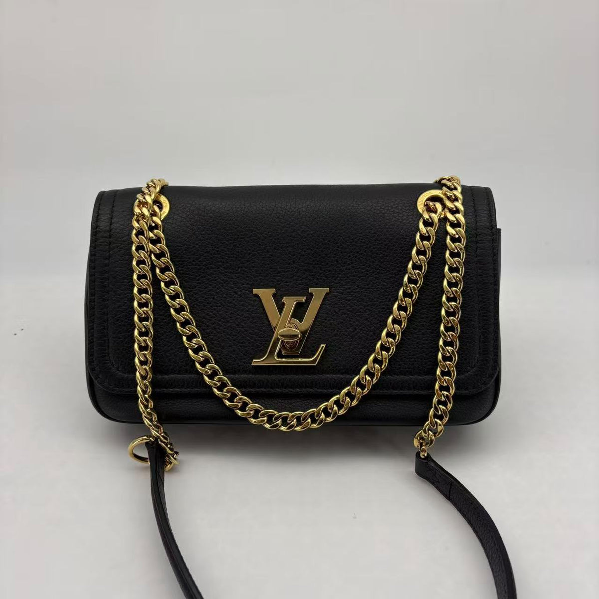 Louis Vuitton Black Medium Calfskin Lockme, Gold Hardware