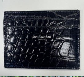 YSL Paris Card Case Black Croc