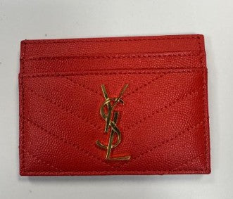 YSL Cassandre Card Holder Coral