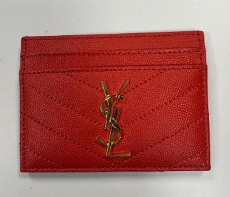 YSL Cassandre Card Holder Coral