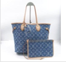 Louis Vuitton Neverfull MM Monogram Denim Shoulder Bag