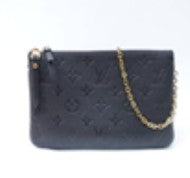 Louis Vuitton Pochette Double Flip Black Monogram Calfskin WOC