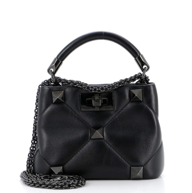 Valentino Garavani Roman Stud Top Handle Bag Quilted Leather Mini