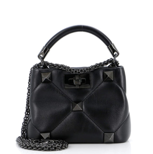 Valentino Garavani Roman Stud Top Handle Bag Quilted Leather Mini