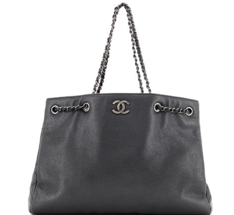 Chanel Woven Chain Shopping Tote Caviar Large