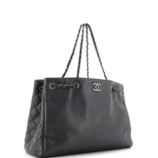 Chanel Woven Chain Shopping Tote Caviar Large