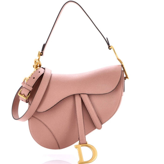 Christian Dior Saddle Handbag with Strap Leather Medium