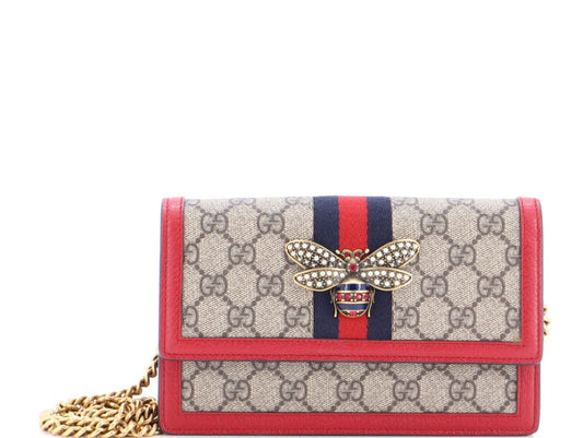 Gucci Queen Margaret Chain Wallet GG Coated Canvas Mini