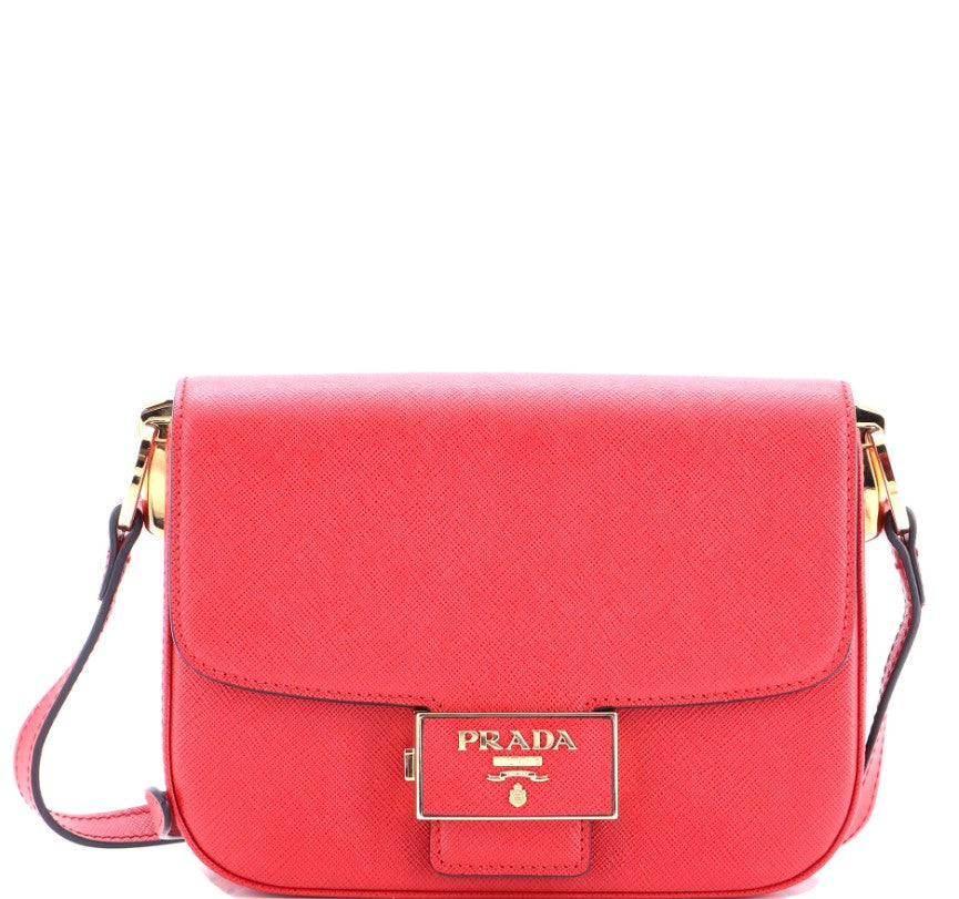 Prada Embleme Flap Bag Saffiano Leather Small