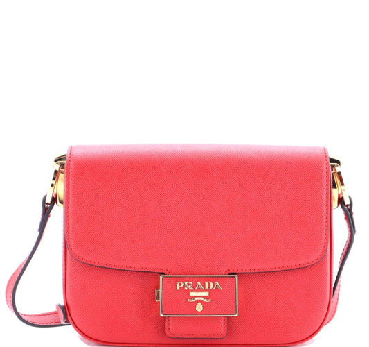 Prada Embleme Flap Bag Saffiano Leather Small