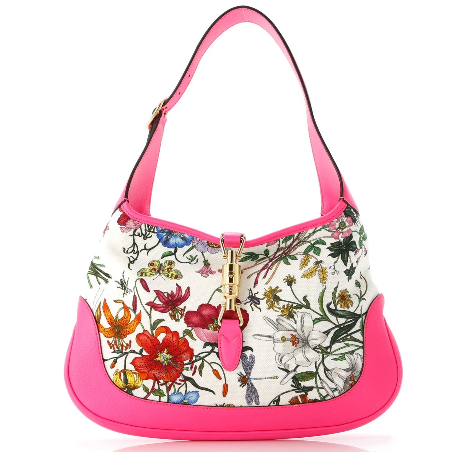 Gucci Jackie Hobo Flora Canvas with Leather Medium