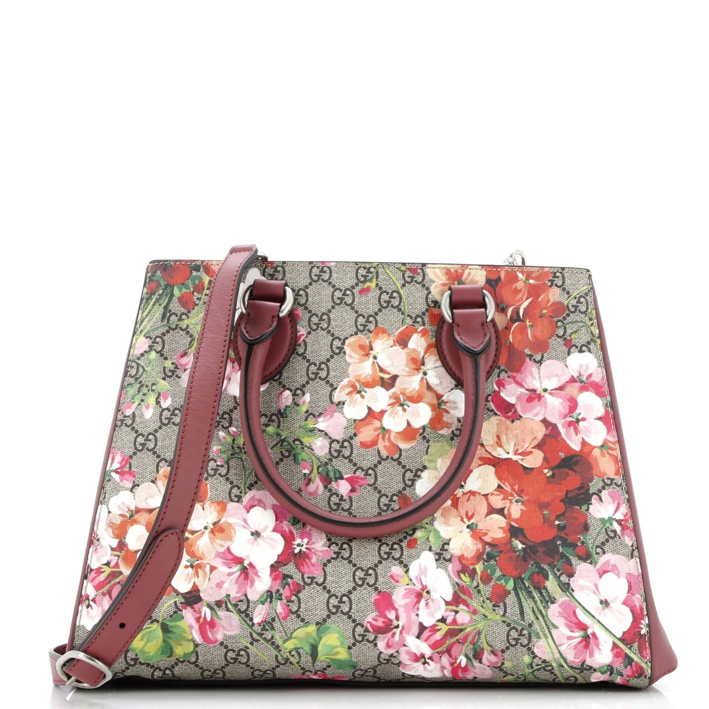 Gucci Convertible Shopping Tote Blooms Print GG Coated Canvas Large