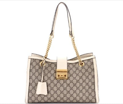 Gucci Padlock Chain Tote GG Coated Canvas with Leather Medium