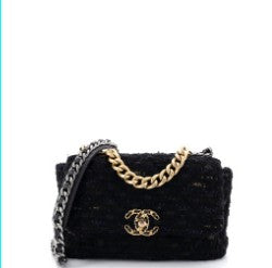 Chanel 19 Flap Bag Quilted Tweed and Ribbon Medium